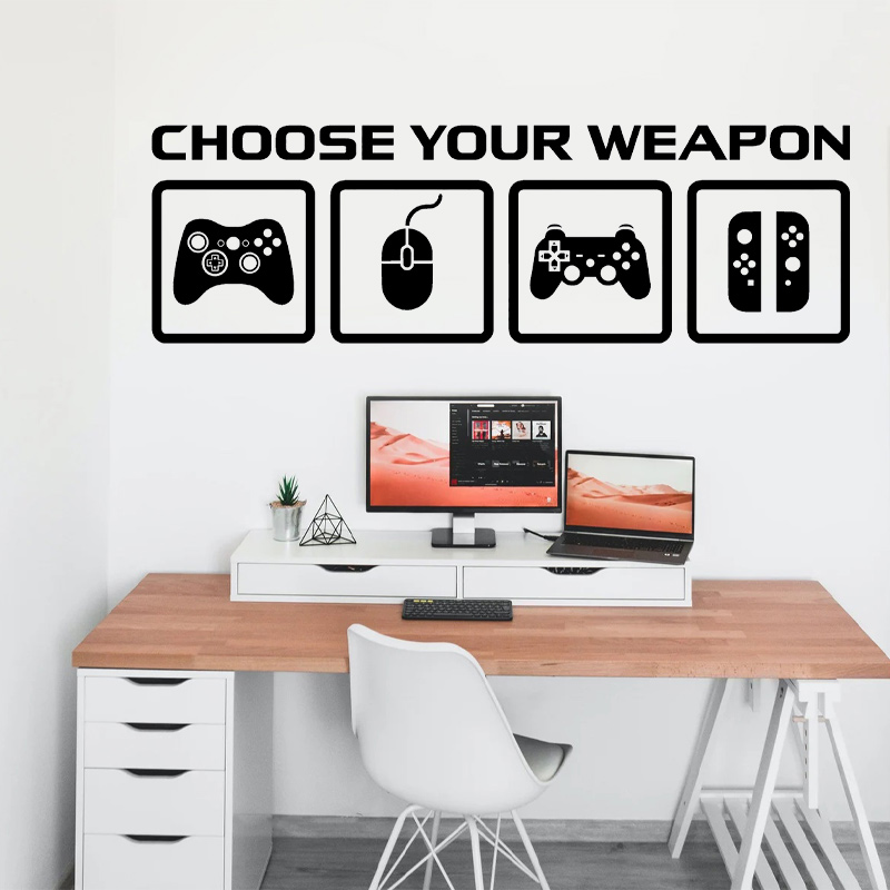 Gaming Accessories Room - Décor de jeu vidéo, autocollant mural,
