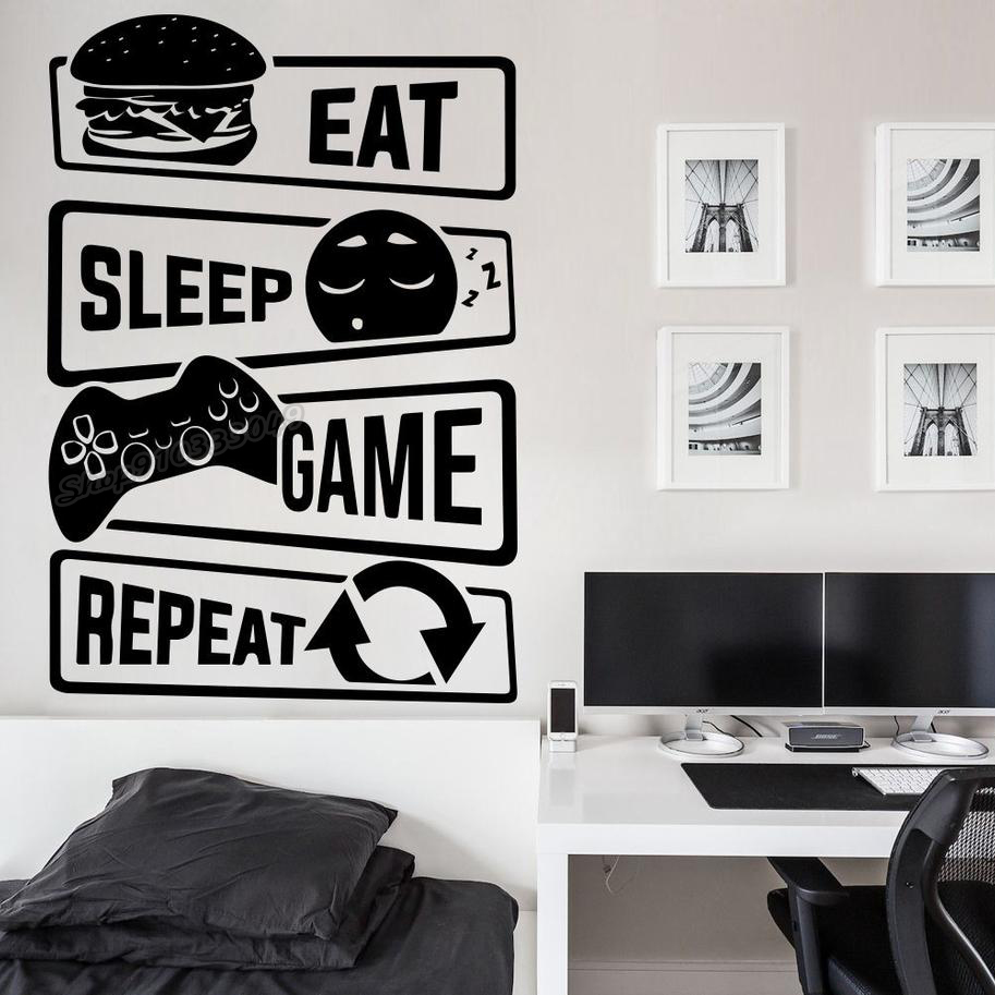 Gaming Accessories Wallpaper - Manger dormir jeu répéter Gamer Stickers