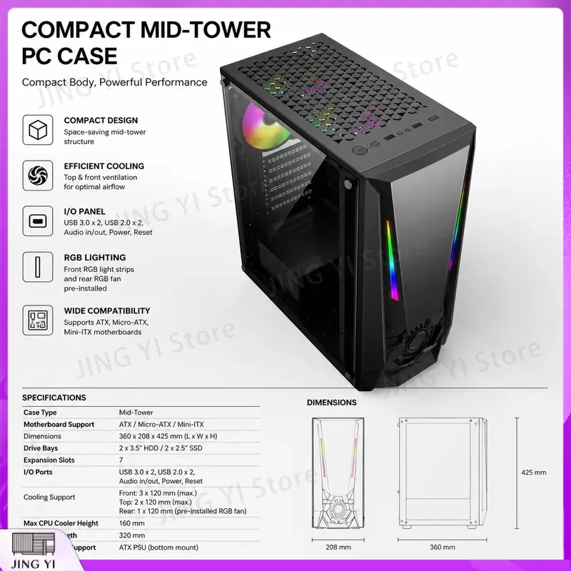 Boîtier PC Gaming ATX en Verre - Gaming Hardware And Accessories avis et prix